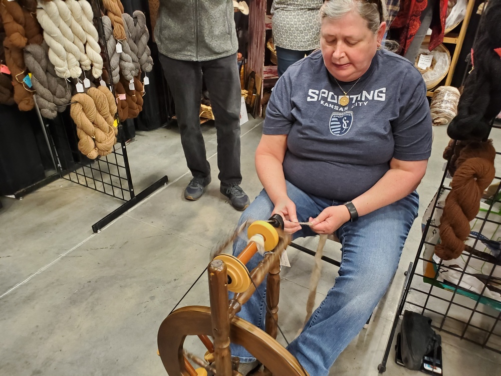 Mom spinning on her Louet